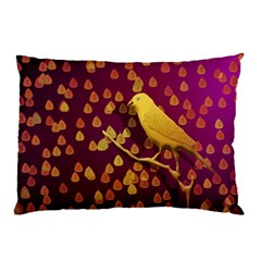 Bird Design Wall Golden Color Pillow Case by Simbadda