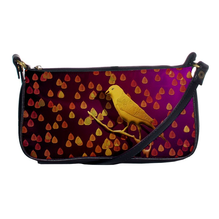 Bird Design Wall Golden Color Shoulder Clutch Bags