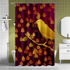 Bird Design Wall Golden Color Shower Curtain 48  X 72  (small)  by Simbadda