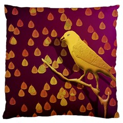 Bird Design Wall Golden Color Large Cushion Case (two Sides) by Simbadda