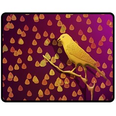 Bird Design Wall Golden Color Double Sided Fleece Blanket (medium)  by Simbadda