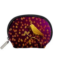 Bird Design Wall Golden Color Accessory Pouches (small)  by Simbadda