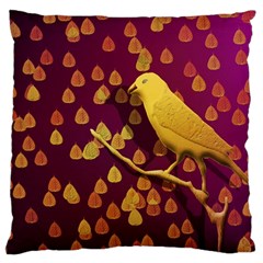 Bird Design Wall Golden Color Standard Flano Cushion Case (two Sides) by Simbadda