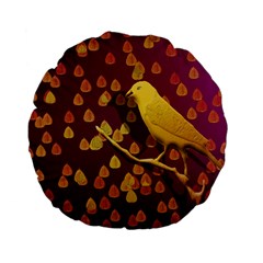 Bird Design Wall Golden Color Standard 15  Premium Flano Round Cushions by Simbadda