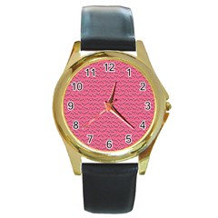 Background Letters Decoration Round Gold Metal Watch by Simbadda