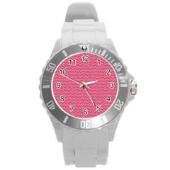 Background Letters Decoration Round Plastic Sport Watch (l) by Simbadda