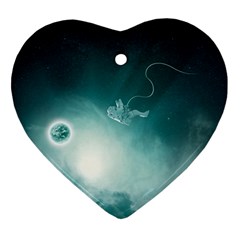 Astronaut Space Travel Gravity Heart Ornament (two Sides) by Simbadda