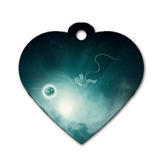 Astronaut Space Travel Gravity Dog Tag Heart (two Sides) by Simbadda