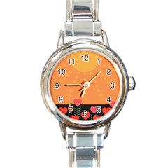 Love Heart Valentine Sun Flowers Round Italian Charm Watch by Simbadda