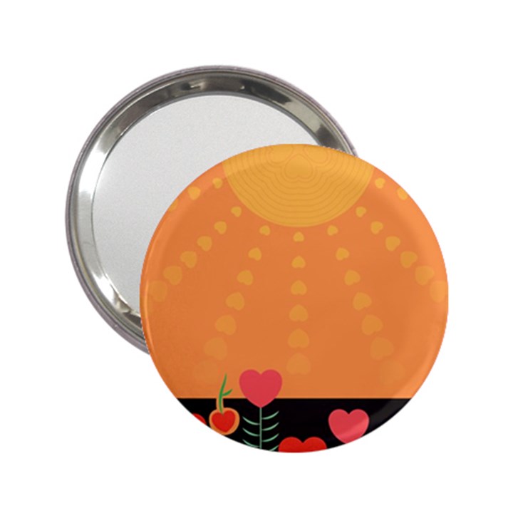 Love Heart Valentine Sun Flowers 2.25  Handbag Mirrors