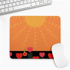 Love Heart Valentine Sun Flowers Large Mousepads by Simbadda