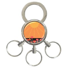 Love Heart Valentine Sun Flowers 3-ring Key Chains by Simbadda