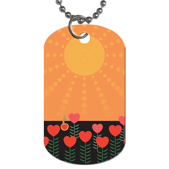 Love Heart Valentine Sun Flowers Dog Tag (Two Sides)