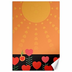 Love Heart Valentine Sun Flowers Canvas 12  X 18   by Simbadda