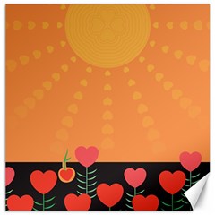 Love Heart Valentine Sun Flowers Canvas 20  X 20   by Simbadda