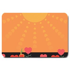 Love Heart Valentine Sun Flowers Large Doormat  by Simbadda