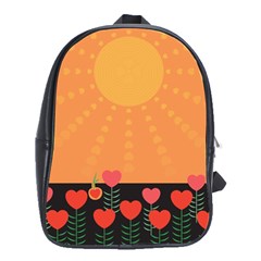 Love Heart Valentine Sun Flowers School Bags(large)  by Simbadda