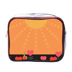 Love Heart Valentine Sun Flowers Mini Toiletries Bags by Simbadda