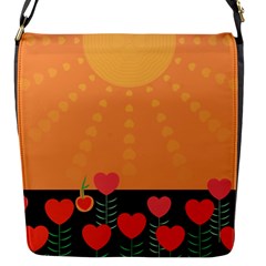 Love Heart Valentine Sun Flowers Flap Messenger Bag (s) by Simbadda