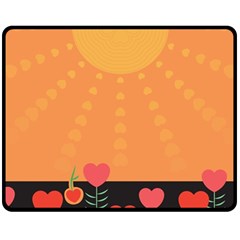 Love Heart Valentine Sun Flowers Double Sided Fleece Blanket (medium)  by Simbadda