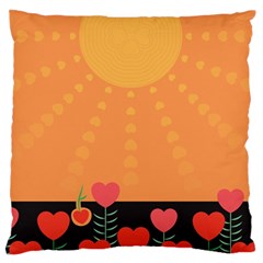 Love Heart Valentine Sun Flowers Large Flano Cushion Case (one Side) by Simbadda