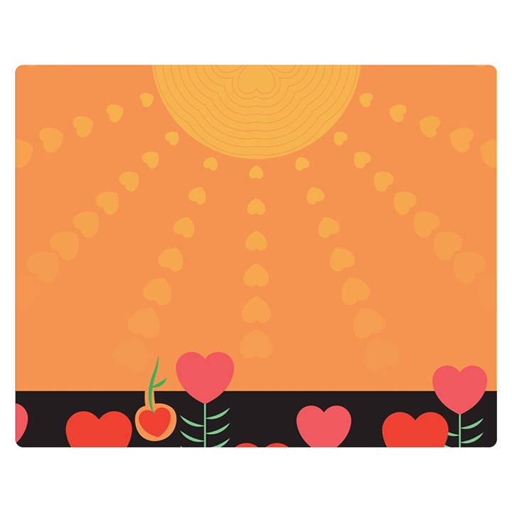 Love Heart Valentine Sun Flowers Double Sided Flano Blanket (Medium) 