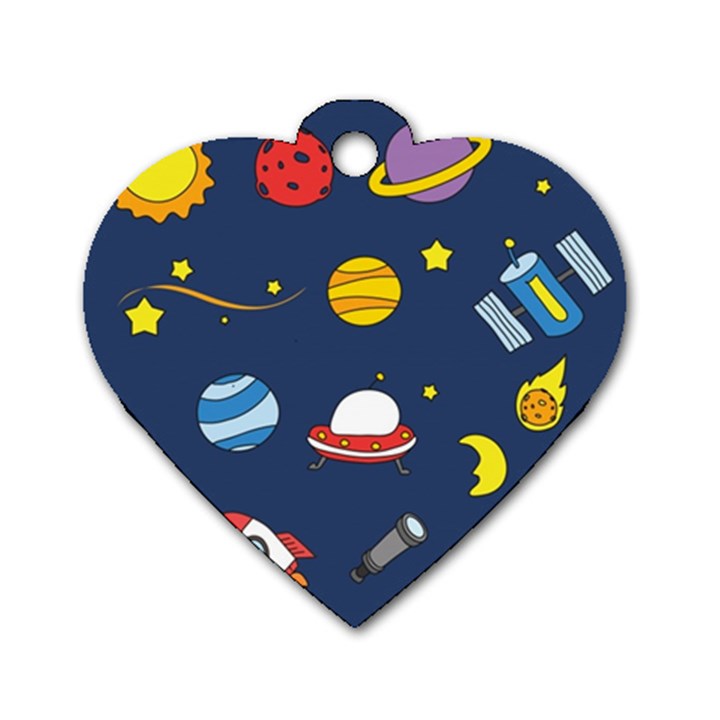 Space Background Design Dog Tag Heart (Two Sides)