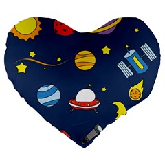 Space Background Design Large 19  Premium Heart Shape Cushions by Simbadda