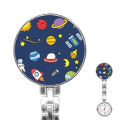 Space Background Design Stainless Steel Nurses Watch by Simbadda