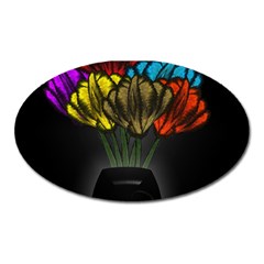 Flowers Painting Still Life Plant Oval Magnet by Simbadda