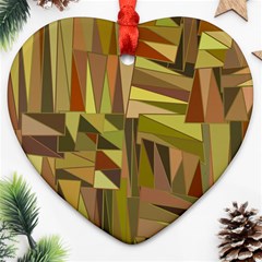 Earth Tones Geometric Shapes Unique Ornament (Heart)