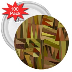 Earth Tones Geometric Shapes Unique 3  Buttons (100 pack) 