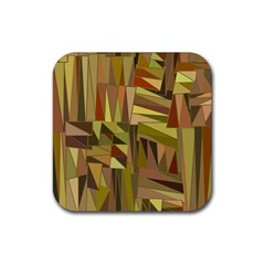 Earth Tones Geometric Shapes Unique Rubber Coaster (Square) 