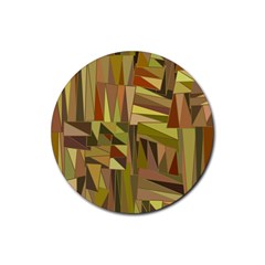 Earth Tones Geometric Shapes Unique Rubber Coaster (Round) 