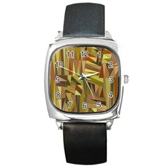 Earth Tones Geometric Shapes Unique Square Metal Watch