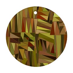 Earth Tones Geometric Shapes Unique Round Ornament (Two Sides)