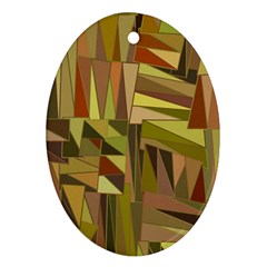 Earth Tones Geometric Shapes Unique Oval Ornament (two Sides) by Simbadda