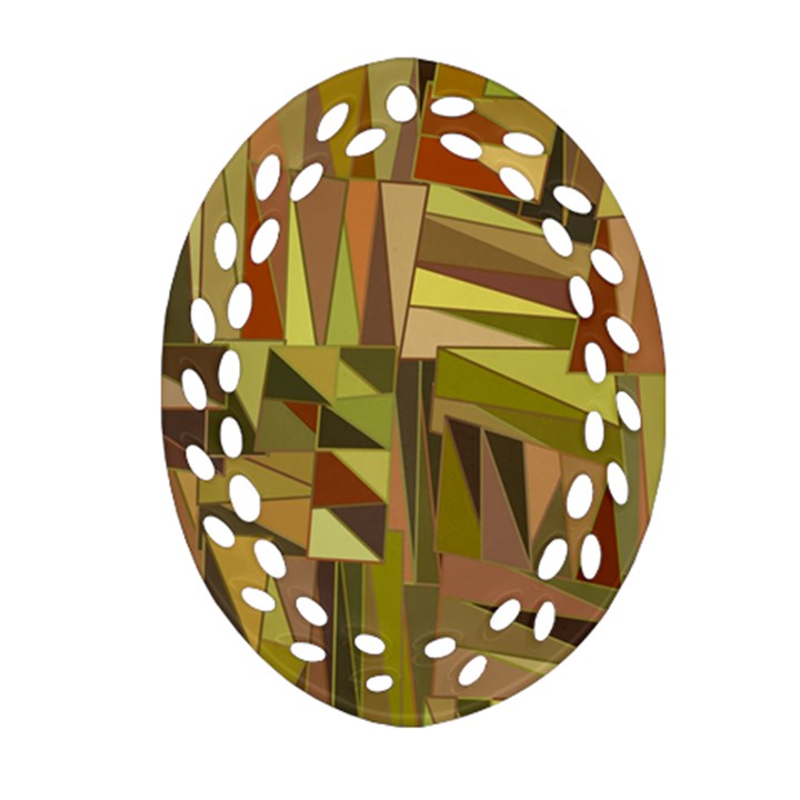 Earth Tones Geometric Shapes Unique Ornament (Oval Filigree)