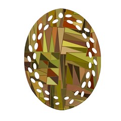 Earth Tones Geometric Shapes Unique Oval Filigree Ornament (two Sides) by Simbadda