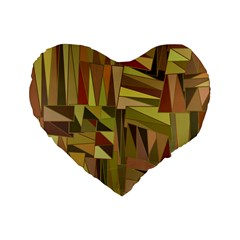 Earth Tones Geometric Shapes Unique Standard 16  Premium Flano Heart Shape Cushions