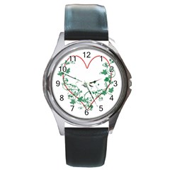 Heart Ranke Nature Romance Plant Round Metal Watch by Simbadda