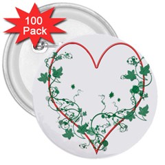 Heart Ranke Nature Romance Plant 3  Buttons (100 Pack)  by Simbadda