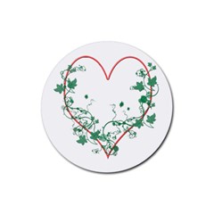 Heart Ranke Nature Romance Plant Rubber Coaster (round)  by Simbadda