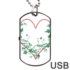 Heart Ranke Nature Romance Plant Dog Tag Usb Flash (two Sides) by Simbadda