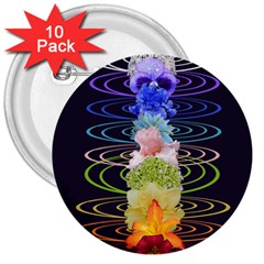 Chakra Spiritual Flower Energy 3  Buttons (10 Pack)  by Simbadda