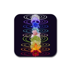 Chakra Spiritual Flower Energy Rubber Square Coaster (4 Pack)  by Simbadda