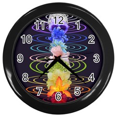 Chakra Spiritual Flower Energy Wall Clocks (black) by Simbadda