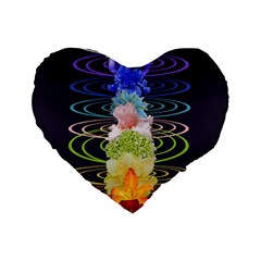 Chakra Spiritual Flower Energy Standard 16  Premium Heart Shape Cushions by Simbadda