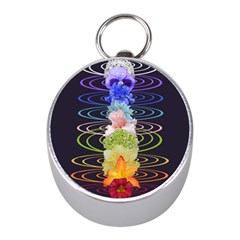 Chakra Spiritual Flower Energy Mini Silver Compasses by Simbadda