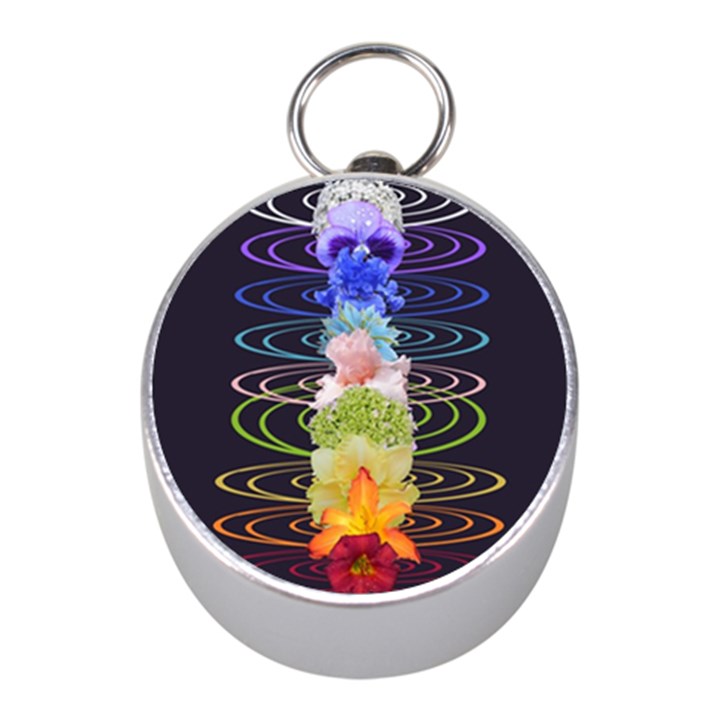 Chakra Spiritual Flower Energy Mini Silver Compasses